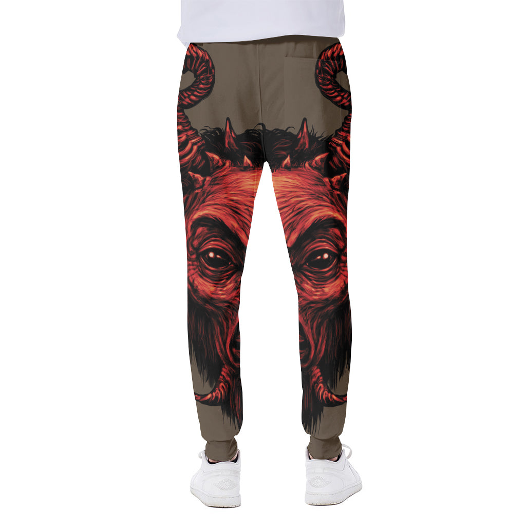 Red Devil Satan Print Scuba Joggers