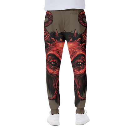 Red Devil Satan Print Scuba Joggers