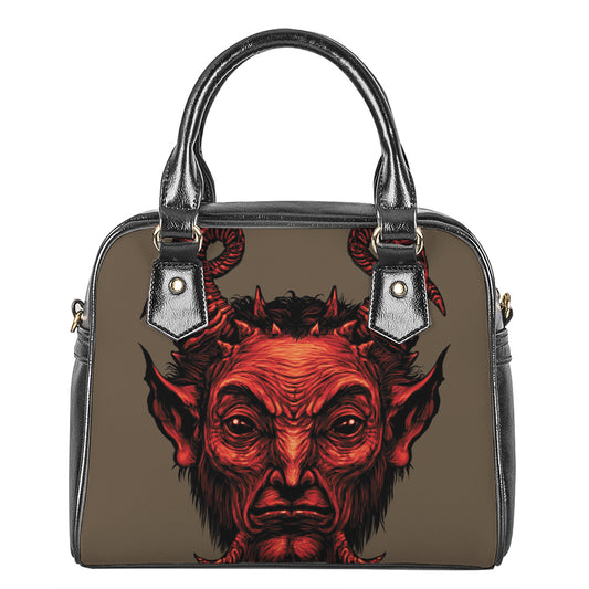 Red Devil Satan Print Shoulder Handbag