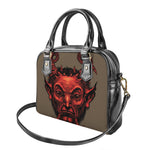 Red Devil Satan Print Shoulder Handbag