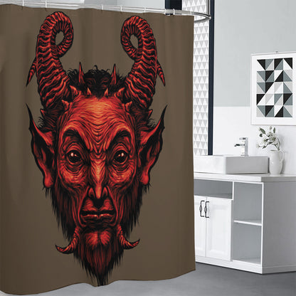 Red Devil Satan Print Shower Curtain