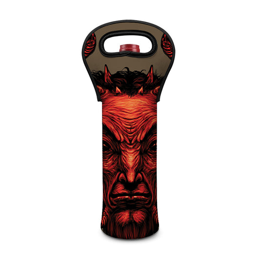 Red Devil Satan Print Single Neoprene Wine Tote