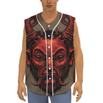 Red Devil Satan Print Sleeveless Baseball Jersey