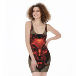 Red Devil Satan Print Sleeveless Bodycon Dress