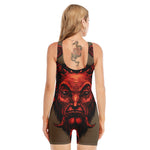 Red Devil Satan Print Sleeveless One Piece Swimsuit