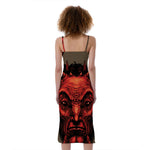 Red Devil Satan Print Slim Fit Midi Cami Dress
