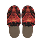 Red Devil Satan Print Slippers