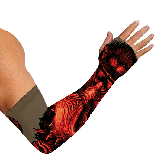 Red Devil Satan Print Sun Protection Arm Sleeves