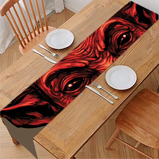 Red Devil Satan Print Table Runner