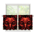 Red Devil Satan Print Tier Curtains