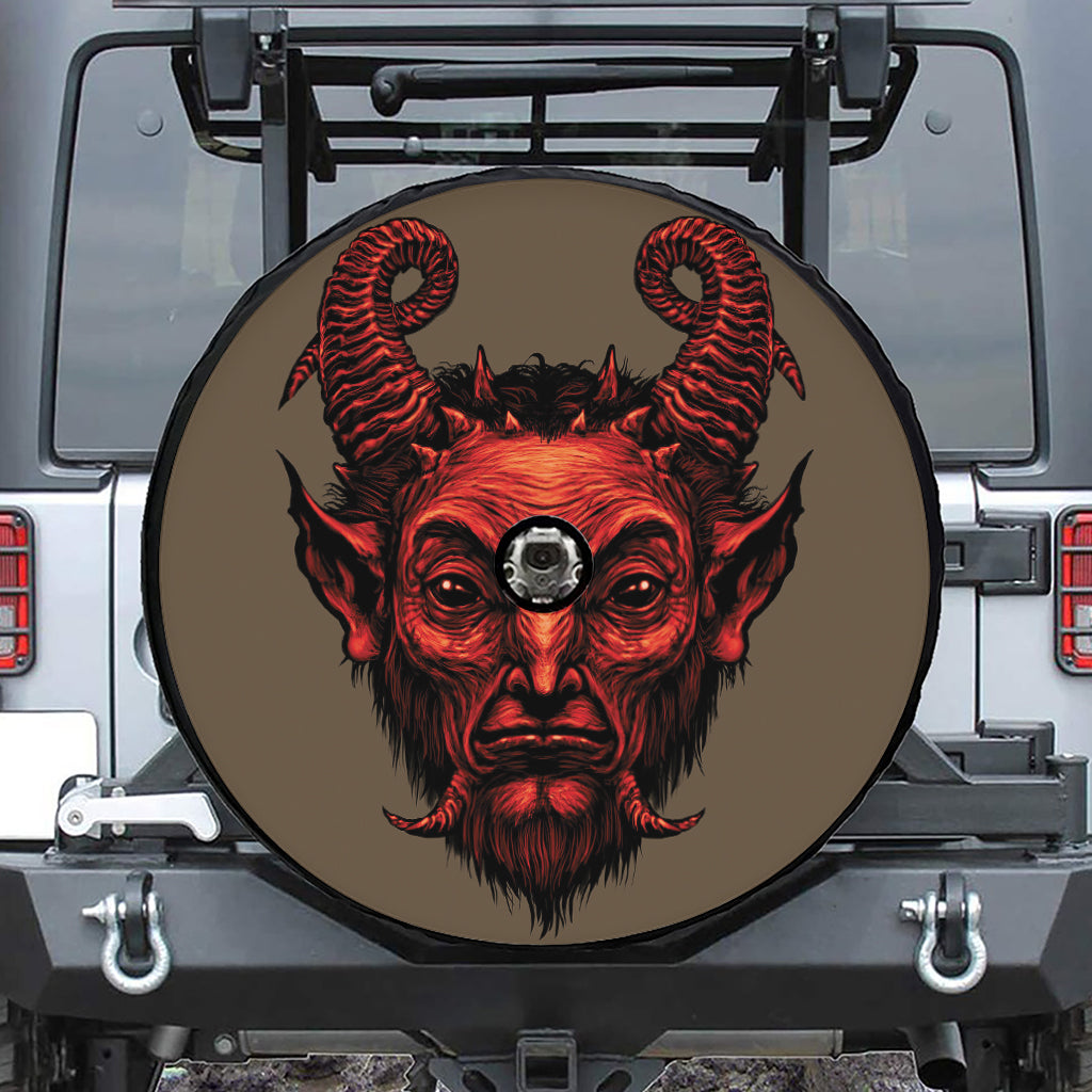 Red Devil Satan Print Tire Cover With Camera Hole