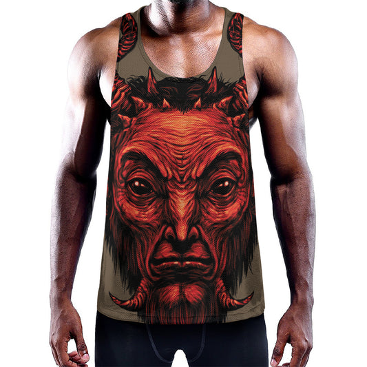 Red Devil Satan Print Training Tank Top