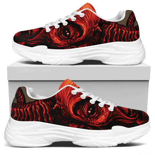 Red Devil Satan Print White Chunky Shoes