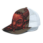 Red Devil Satan Print White Mesh Trucker Cap