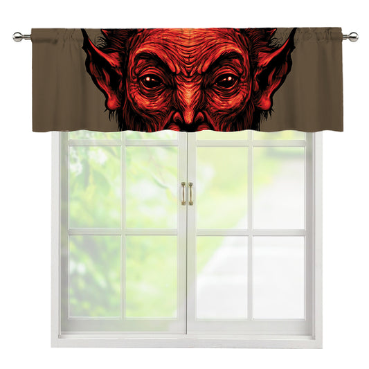 Red Devil Satan Print Window Valance