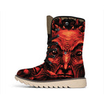 Red Devil Satan Print Winter Boots