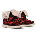 Red Devil Satan Print Winter Boots