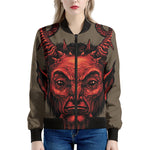 Red Devil Satan Print Women's Bomber Jacket