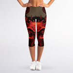 Red Devil Satan Print Women's Capri Leggings