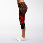 Red Devil Satan Print Women's Capri Leggings