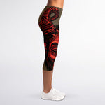 Red Devil Satan Print Women's Capri Leggings