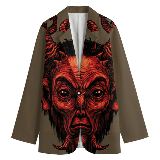 Red Devil Satan Print Women's Cotton Blazer