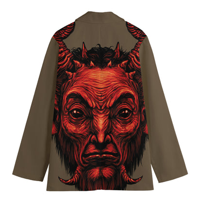 Red Devil Satan Print Women's Cotton Blazer