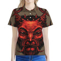 Red Devil Satan Print Women's Polo Shirt