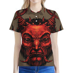 Red Devil Satan Print Women's Polo Shirt