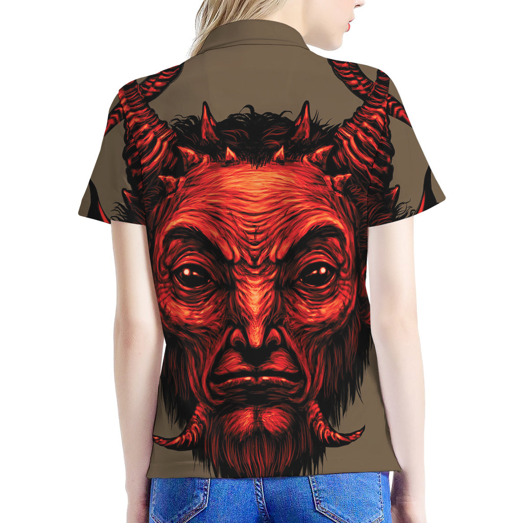 Red Devil Satan Print Women's Polo Shirt