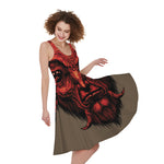 Red Devil Satan Print Women's Sleeveless Dress