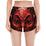 Red Devil Satan Print Women's Split Running Shorts
