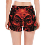 Red Devil Satan Print Women's Split Running Shorts