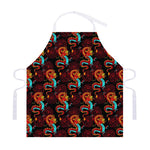 Red Dragon Lotus Pattern Print Adjustable Apron
