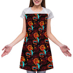 Red Dragon Lotus Pattern Print Adjustable Apron