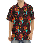 Red Dragon Lotus Pattern Print Aloha Shirt