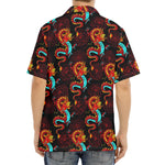 Red Dragon Lotus Pattern Print Aloha Shirt
