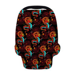 Red Dragon Lotus Pattern Print Baby Seat Cover