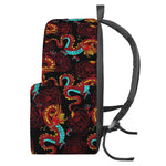 Red Dragon Lotus Pattern Print Backpack
