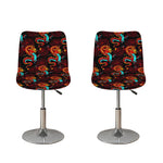 Red Dragon Lotus Pattern Print Bar Stool Covers