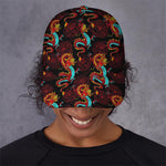 Red Dragon Lotus Pattern Print Baseball Cap