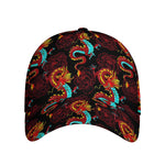 Red Dragon Lotus Pattern Print Baseball Cap