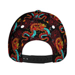 Red Dragon Lotus Pattern Print Baseball Cap