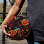 Red Dragon Lotus Pattern Print Basketball