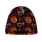 Red Dragon Lotus Pattern Print Beanie