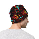 Red Dragon Lotus Pattern Print Beanie