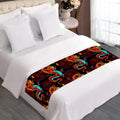 Red Dragon Lotus Pattern Print Bed Runner