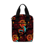 Red Dragon Lotus Pattern Print Bible Tote Bag
