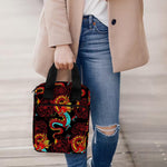Red Dragon Lotus Pattern Print Bible Tote Bag