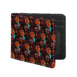 Red Dragon Lotus Pattern Print Bifold Wallet